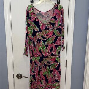 Lilly Pulitzer Pink and Green Leaf Dress
